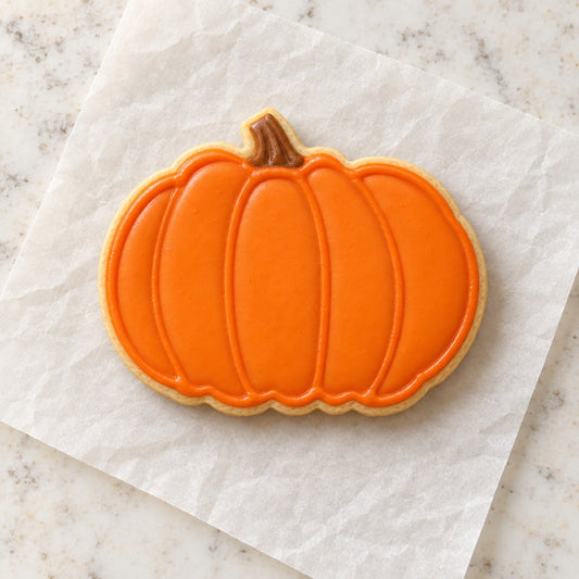 Pumpkin Outline Cookie Cutter (decorated cookie mockup)