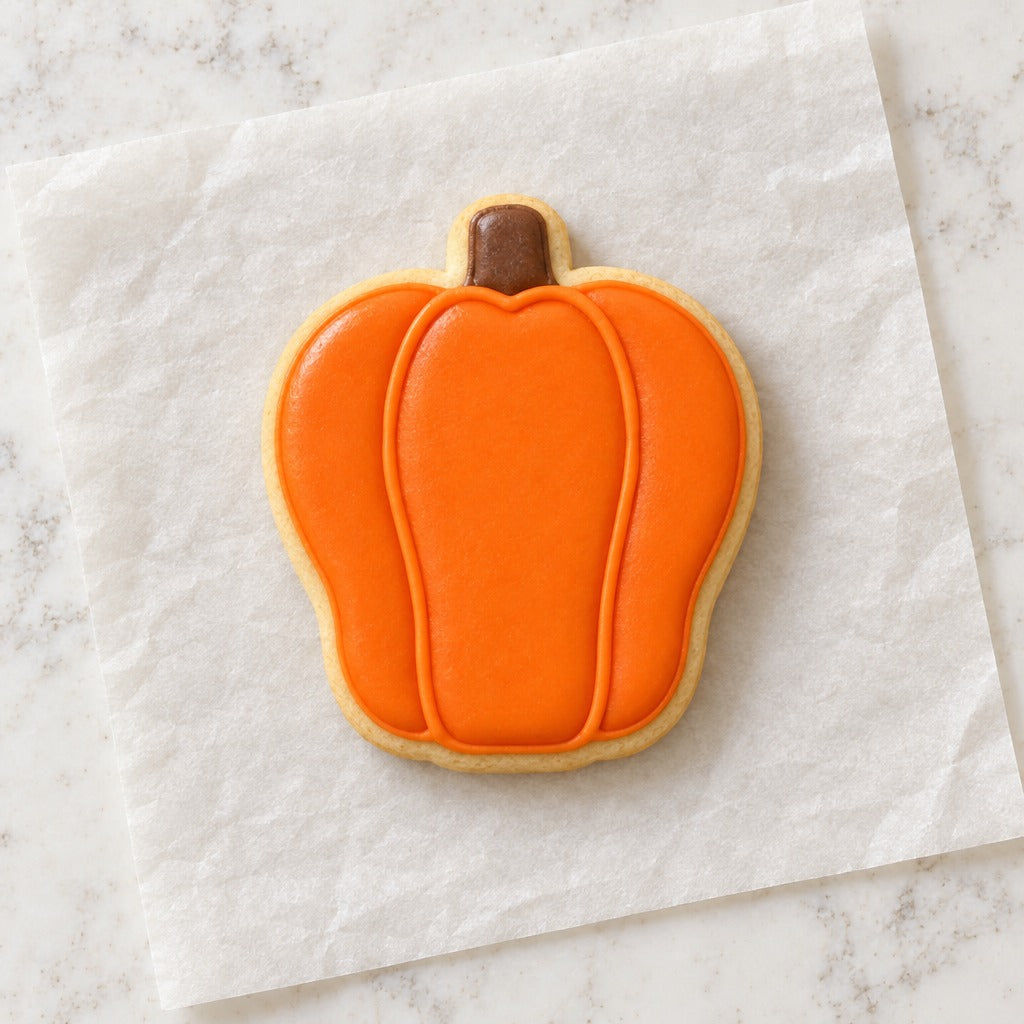 Pumpkin Squash Cookie Cutter (decorated cookie mockup)