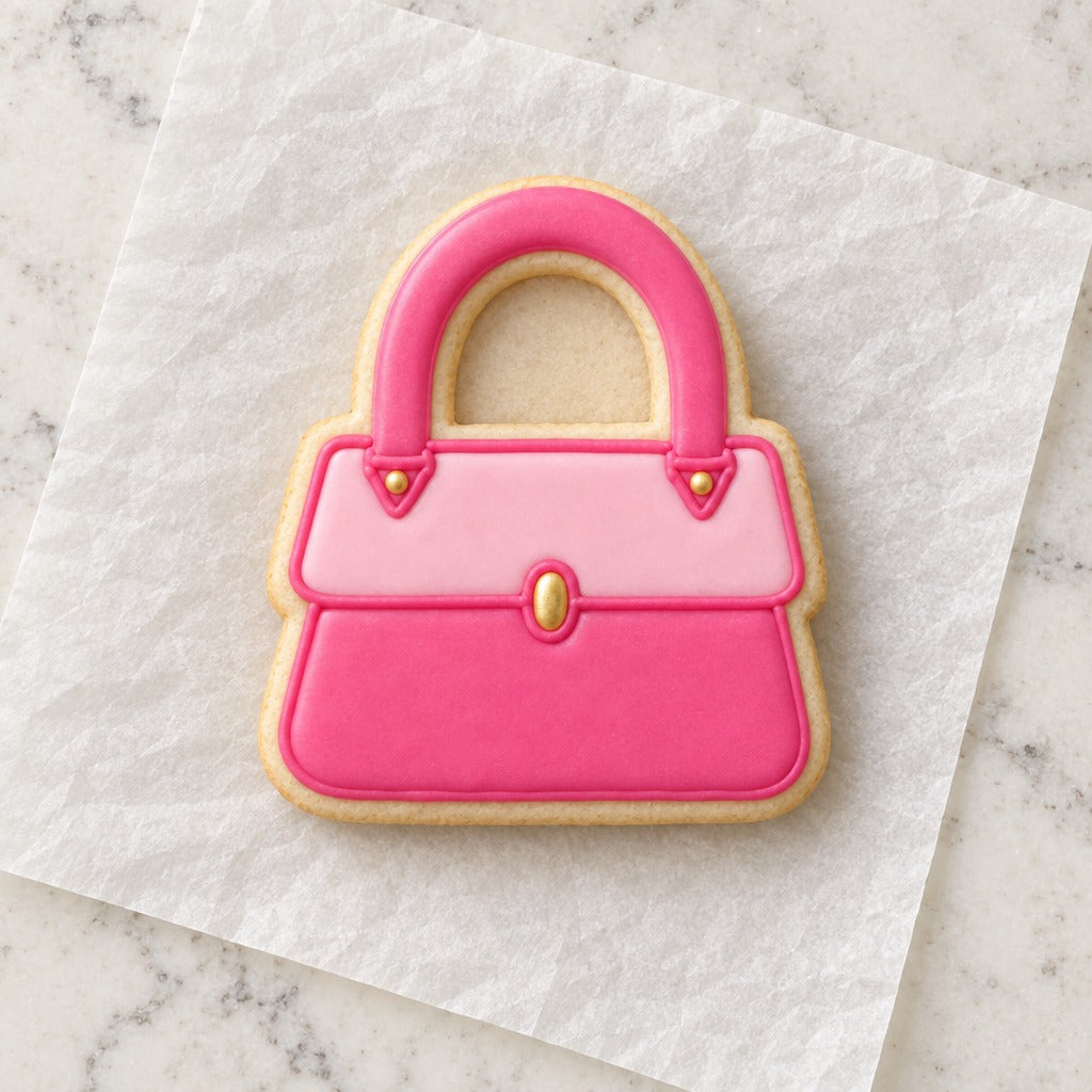 Purse Cookie Cutter (decorated cookie mockup)