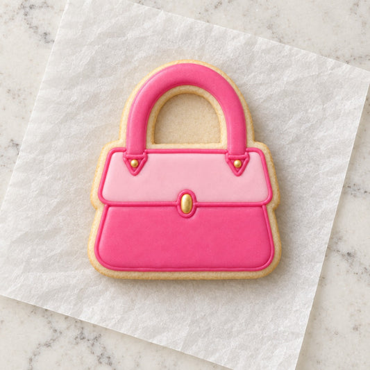 Purse Cookie Cutter (decorated cookie mockup)