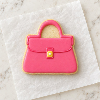 Purse Outline Cookie Cutter (decorated cookie mockup)