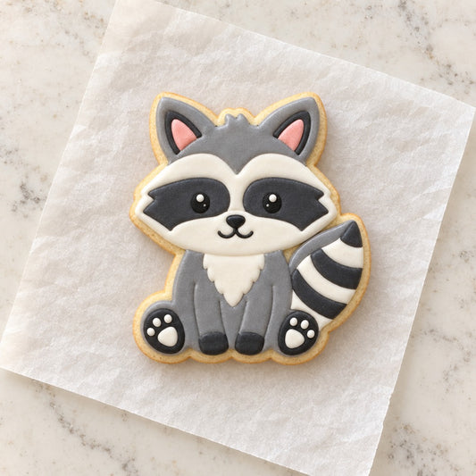 Raccoon Cookie Cutter (decorated cookie mockup)
