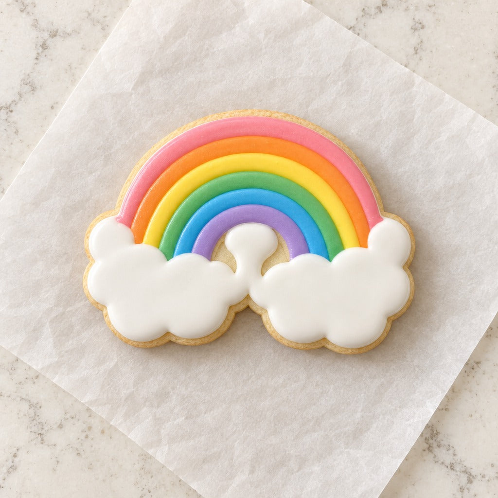 Rainbow Cloud Cookie Cutter (decorated cookie mockup)