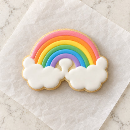 Rainbow Cloud Cookie Cutter (decorated cookie mockup)