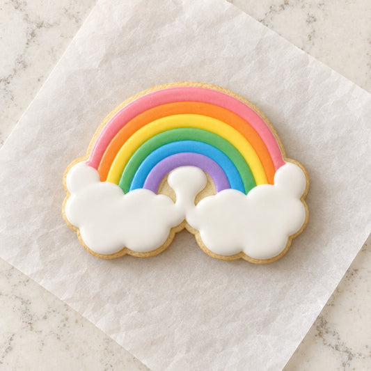 Rainbow Cloud Cookie Cutter (decorated cookie mockup)
