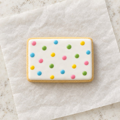 Rectangle Outline Cookie Cutter (decorated cookie mockup)
