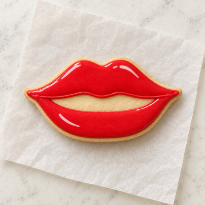 Red Lips Cookie Cutter (decorated cookie mockup)