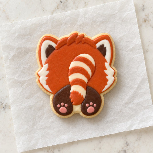 Red Panda Butt Cookie Cutter (decorated cookie mockup)