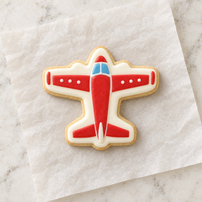 Retro Airplane Cookie Cutter (decorated cookie mockup)