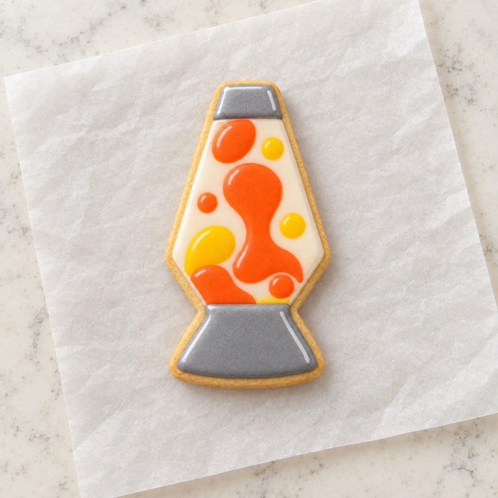 Retro Lamp Cookie Cutter (decorated cookie mockup)