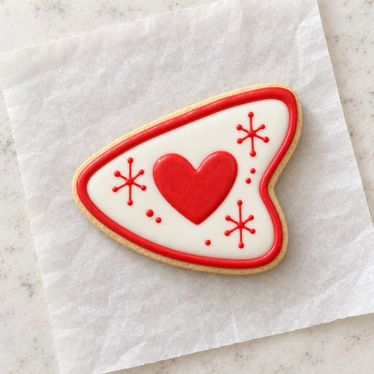 Heart Retro Sign Cookie Cutter (decorated cookie mockup)