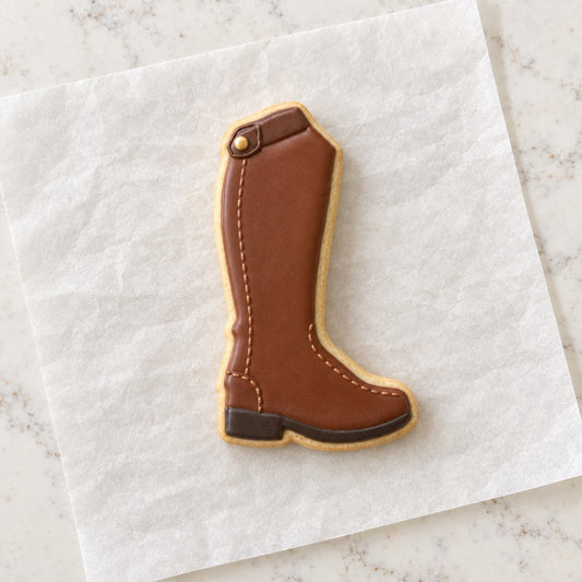 Riding Boot Outline Cookie Cutter (decorated cookie mockup)