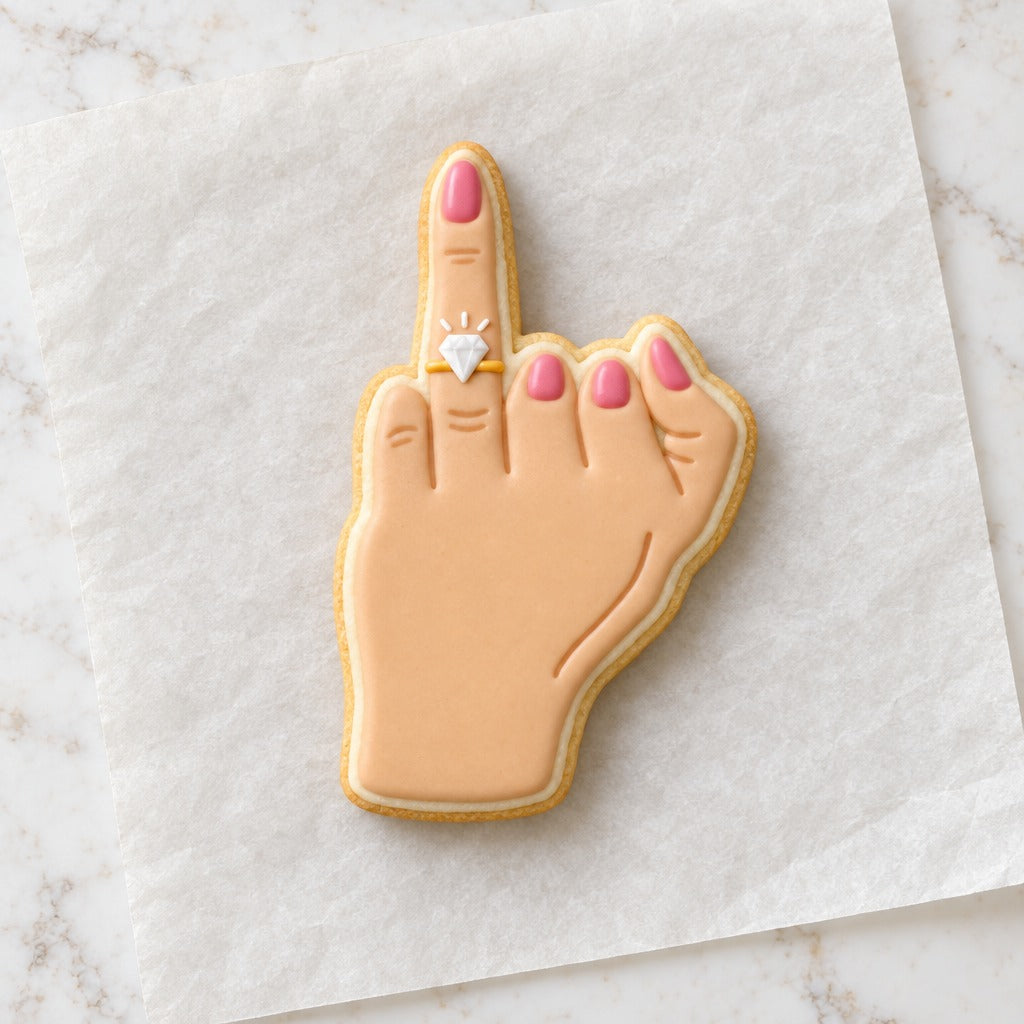 Ring Finger Cookie Cutter (decorated cookie mockup)