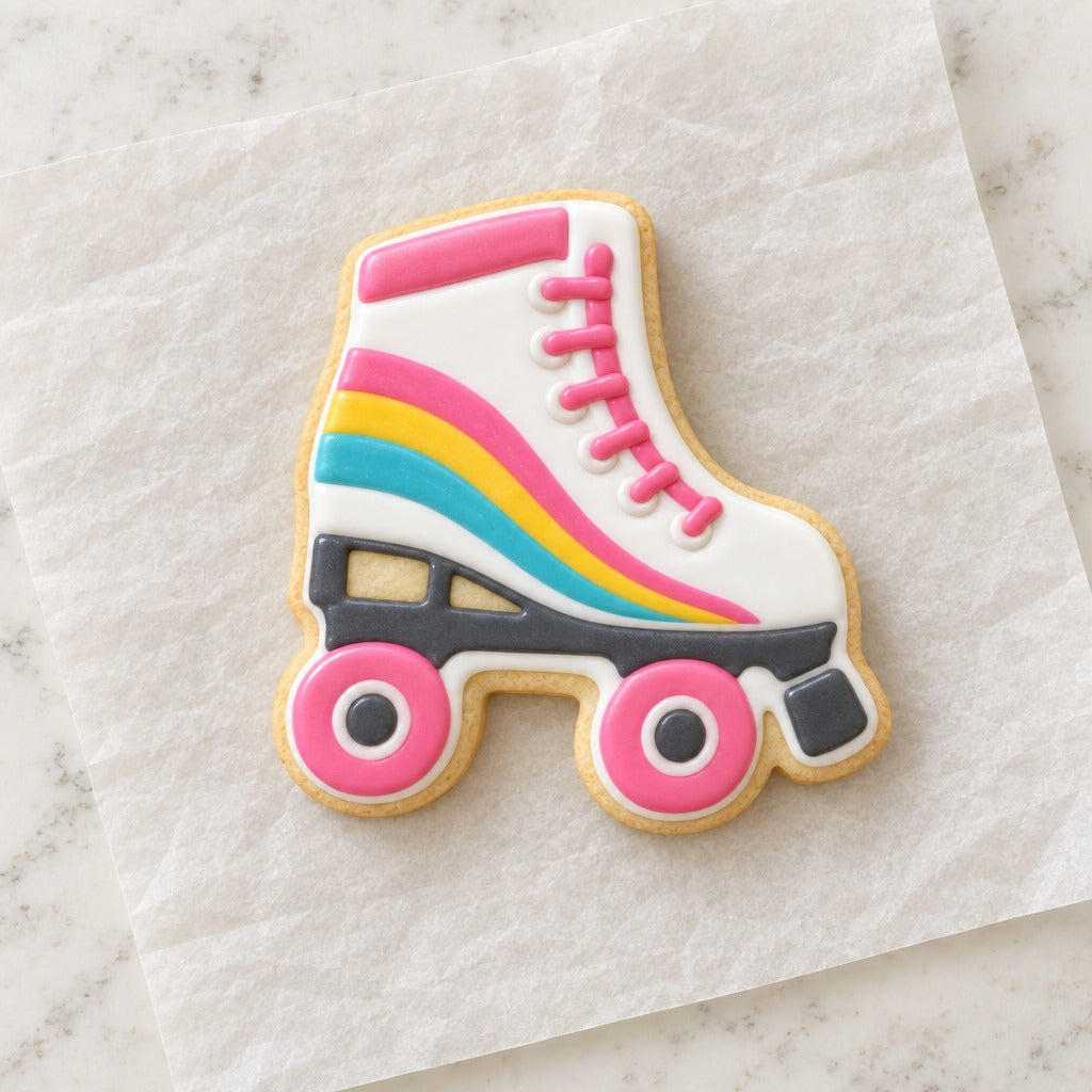 Roller Skate Cookie Cutter (decorated cookie mockup)
