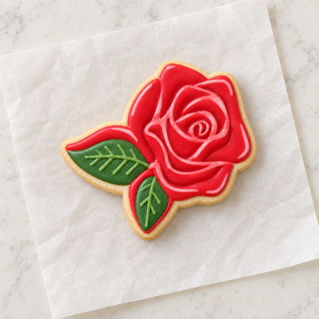 Rose Cookie Cutter (decorated cookie mockup)