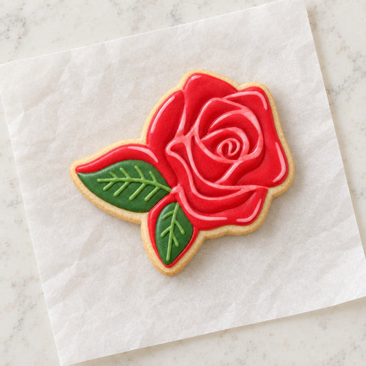 Rose Cookie Cutter (decorated cookie mockup)