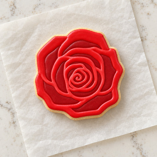 Rose Detailed Cookie Cutter (decorated cookie mockup)
