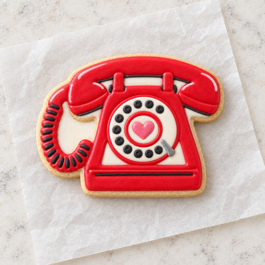 Rotary Phone Cookie Cutter (decorated cookie mockup)