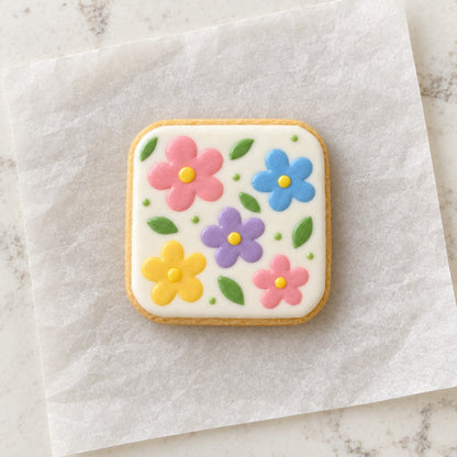Rounded Square Outline Cookie Cutter (decorated cookie mockup)