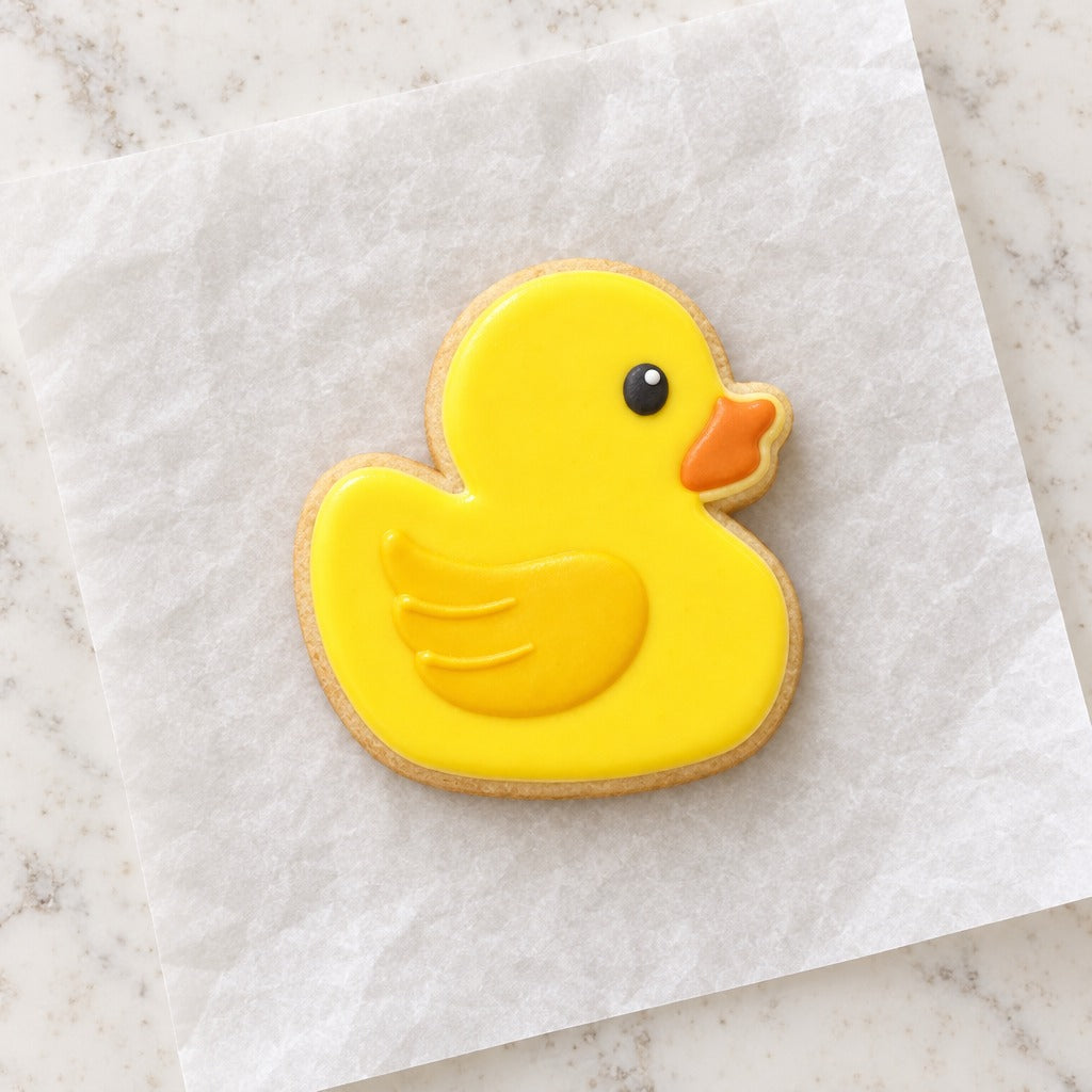 Rubber Duck Cookie Cutter (decorated cookie mockup)