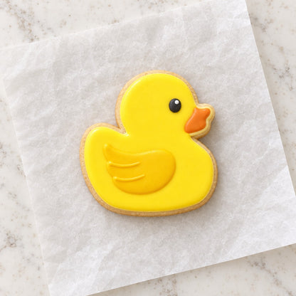 Rubber Duck Cookie Cutter (decorated cookie mockup)