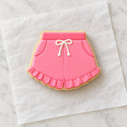 Ruffle Shorts Cookie Cutter (decorated cookie mockup)