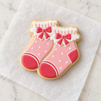 Ruffle Socks Cookie Cutter (decorated cookie mockup)