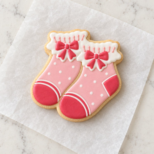 Ruffle Socks Cookie Cutter (decorated cookie mockup)