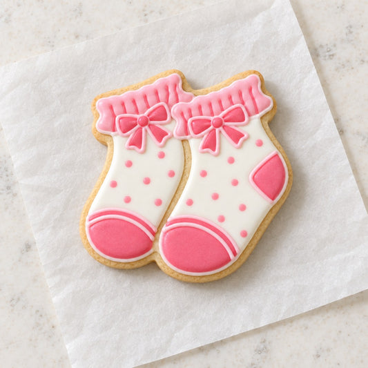 Ruffled Socks Cookie Cutter (decorated cookie mockup)
