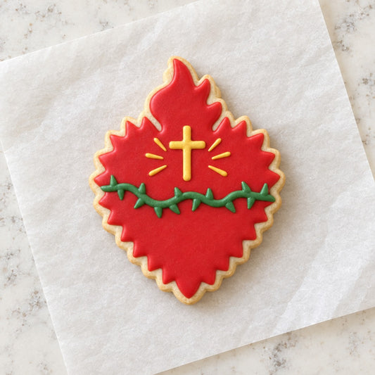 Sacred Heart Outline Cookie Cutter (decorated cookie mockup)
