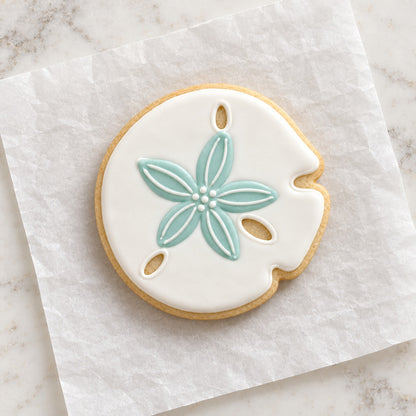 Sand Dollar Cookie Cutter (decorated cookie mockup)