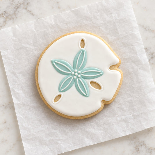 Sand Dollar Cookie Cutter (decorated cookie mockup)