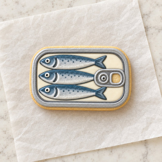 Sardines Cookie Cutter (decorated cookie mockup)