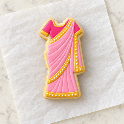 Sari Cookie Cutter (decorated cookie mockup)