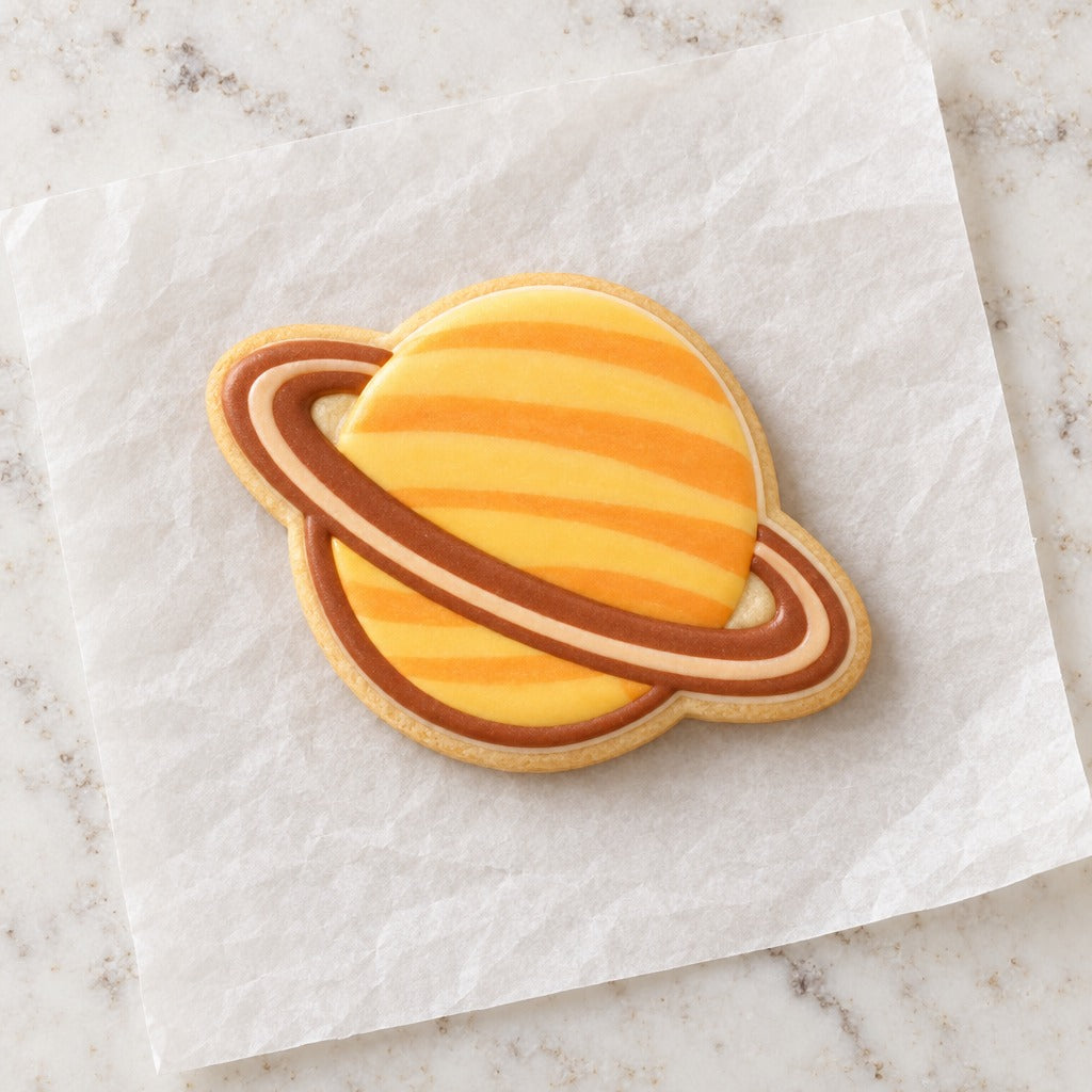 Saturn Cookie Cutter (decorated cookie mockup)