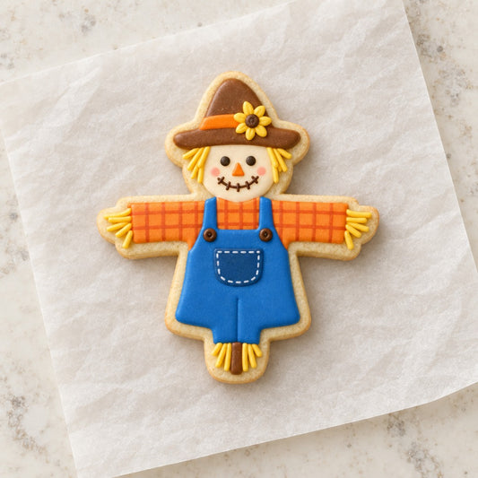 Scarecrow Outline Cookie Cutter (decorated cookie mockup)