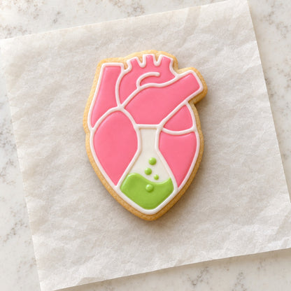 Science Heart Cookie Cutter (decorated cookie mockup)