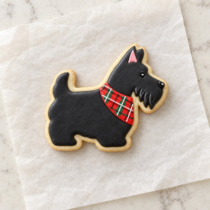 Scottish Terrier Outline Cookie Cutter (decorated cookie mockup)