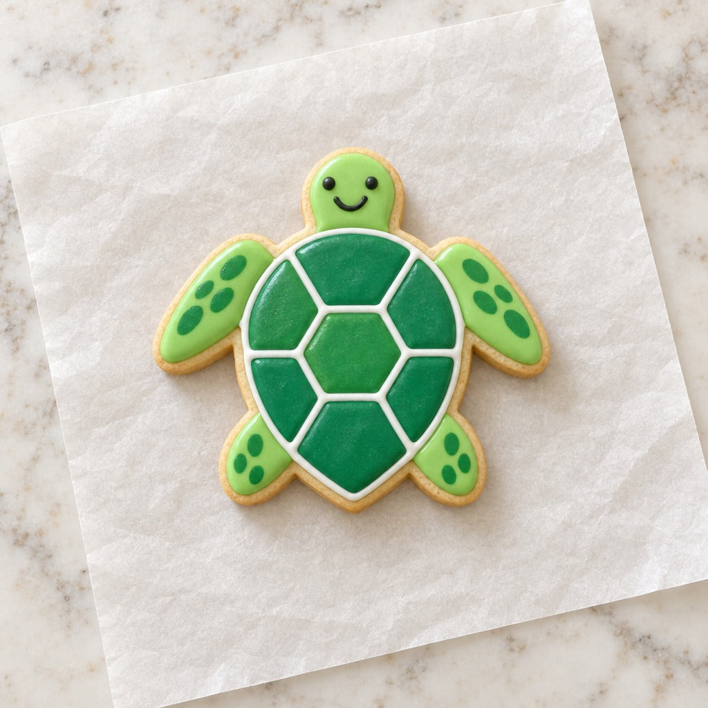 Sea Turtle Cookie Cutter (decorated cookie mockup)
