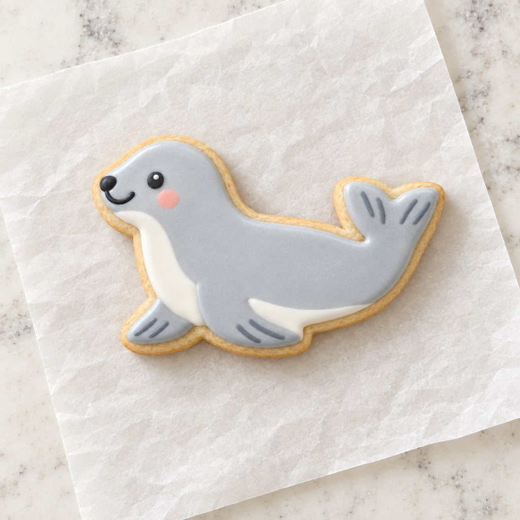 Seal Outline Cookie Cutter (decorated cookie mockup)