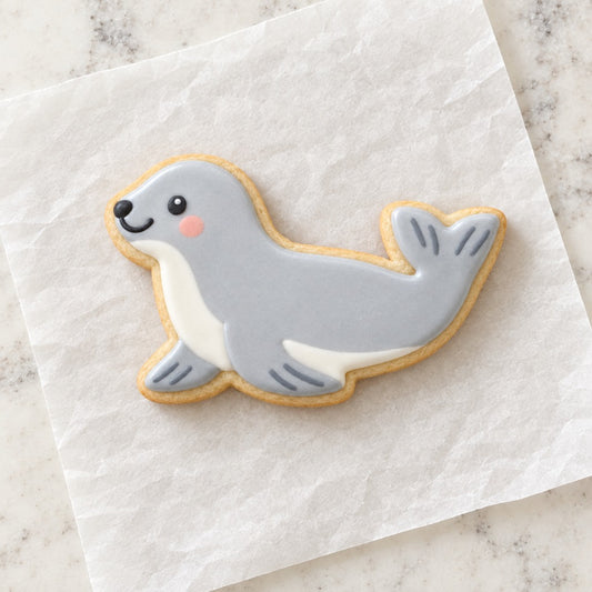 Seal Outline Cookie Cutter (decorated cookie mockup)