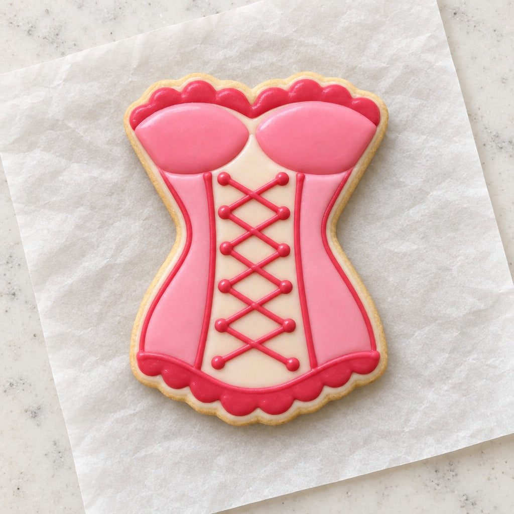 Sexy Lingerie Corset Cookie Cutter (decorated cookie mockup)
