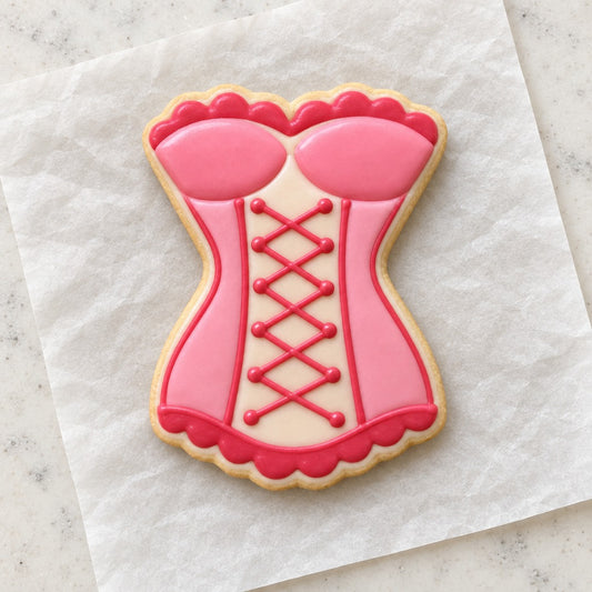 Sexy Lingerie Corset Cookie Cutter (decorated cookie mockup)
