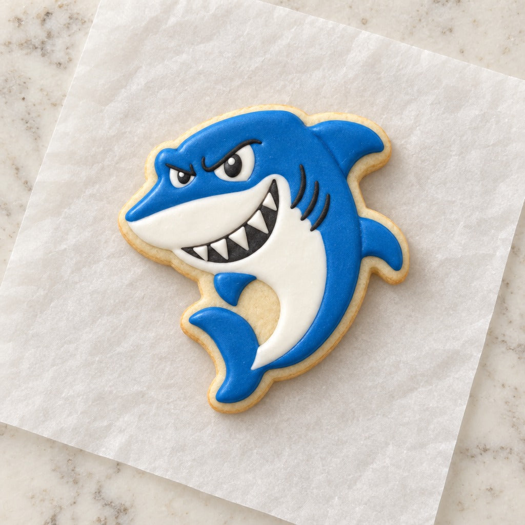 Shark Cookie Cutter (decorated cookie mockup)