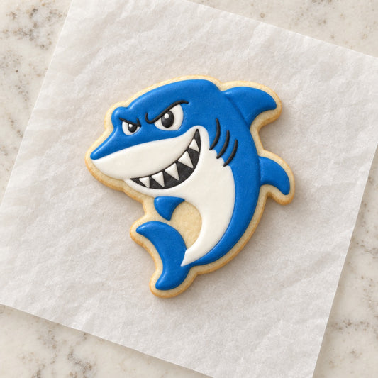Shark Cookie Cutter (decorated cookie mockup)