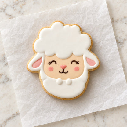 Sheep Face Cookie Cutter (decorated cookie mockup)