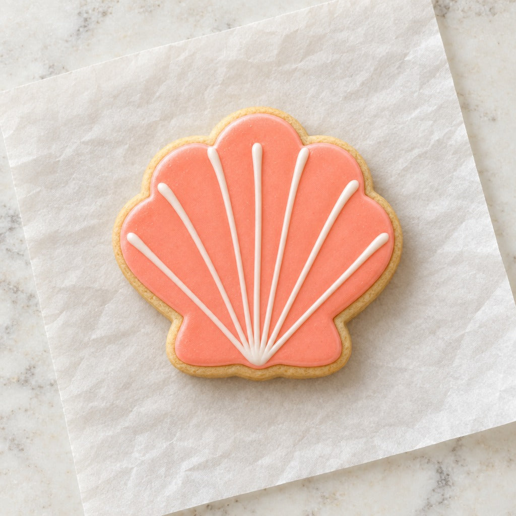 Shell Outline Cookie Cutter (decorated cookie mockup)