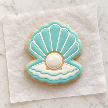 Shell with Pearl Cookie Cutter (decorated cookie mockup)