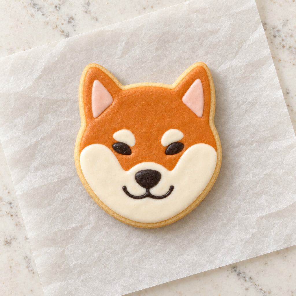 Shiba Inu Cookie Cutter (decorated cookie mockup)