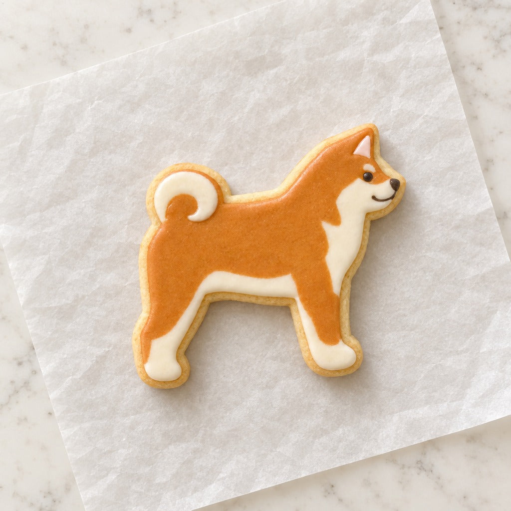 Shiba Outline Cookie Cutter (decorated cookie mockup)
